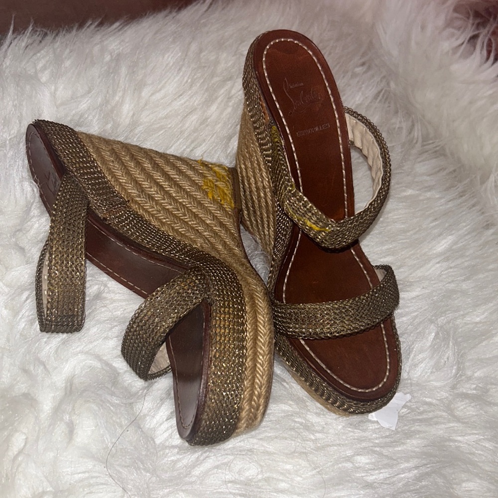 LOUIS VUITTON CADENA WEDGE ESPADRILLES SANDALS - Picture 3 of 15